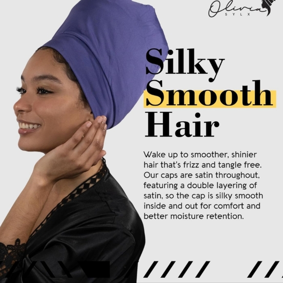 Lot of 4 - Satin Sleep Cap and Hair Bonnet for Sleeping - Overnight  - Purple - - Picture 4 of 10